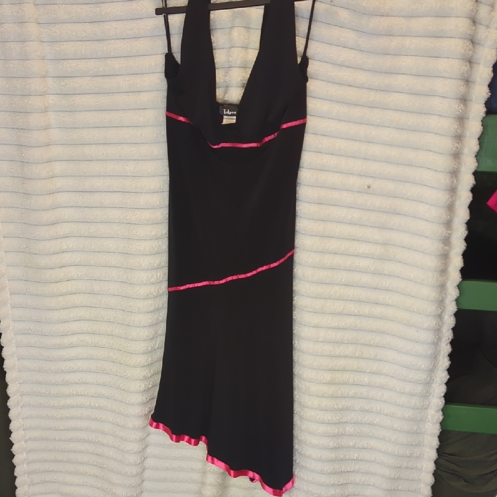 Taboo Black Halter Dress with Pink Highlights